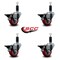 Service Caster 3'' Red Poly Swivel 1-1/8'' Expanding Stem Caster Set with Brake, 4PK SCC-EX20S314-PPUB-RED-PLB-118-4 - alternate 3